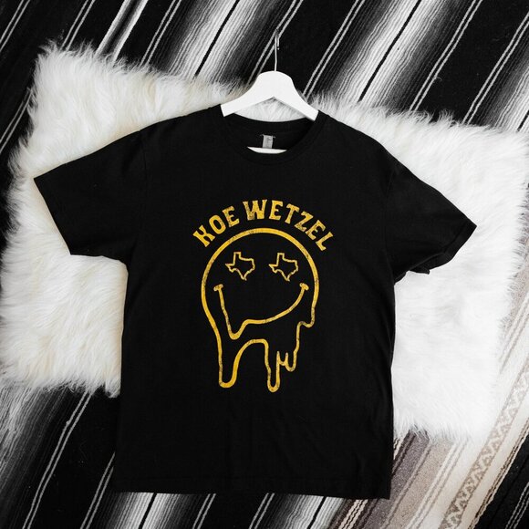 KOE WETZEL BLACK & YELLOW GRAPHIC TEXAS SMILEY TEE SZ M - Picture 1 of 4